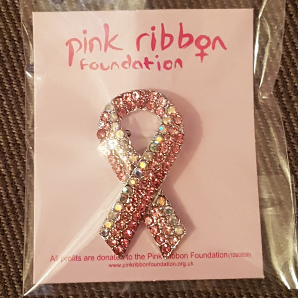 Crystal Pink Ribbon Brooch