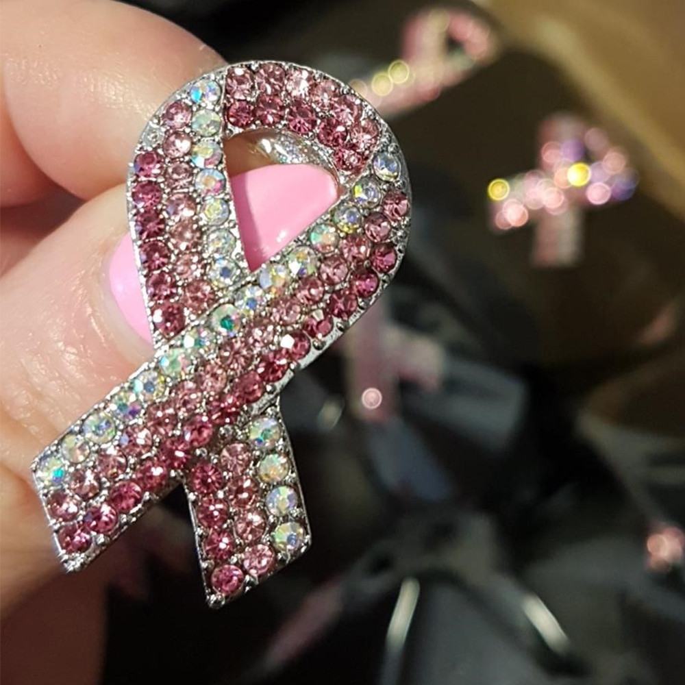 Crystal Pink Ribbon Brooch